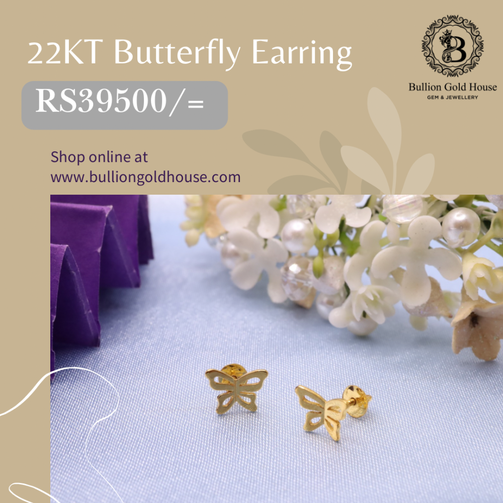 22KT Butterfly Earring