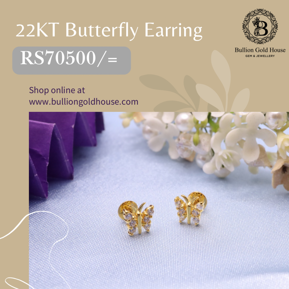 22KT Butterfly Earring