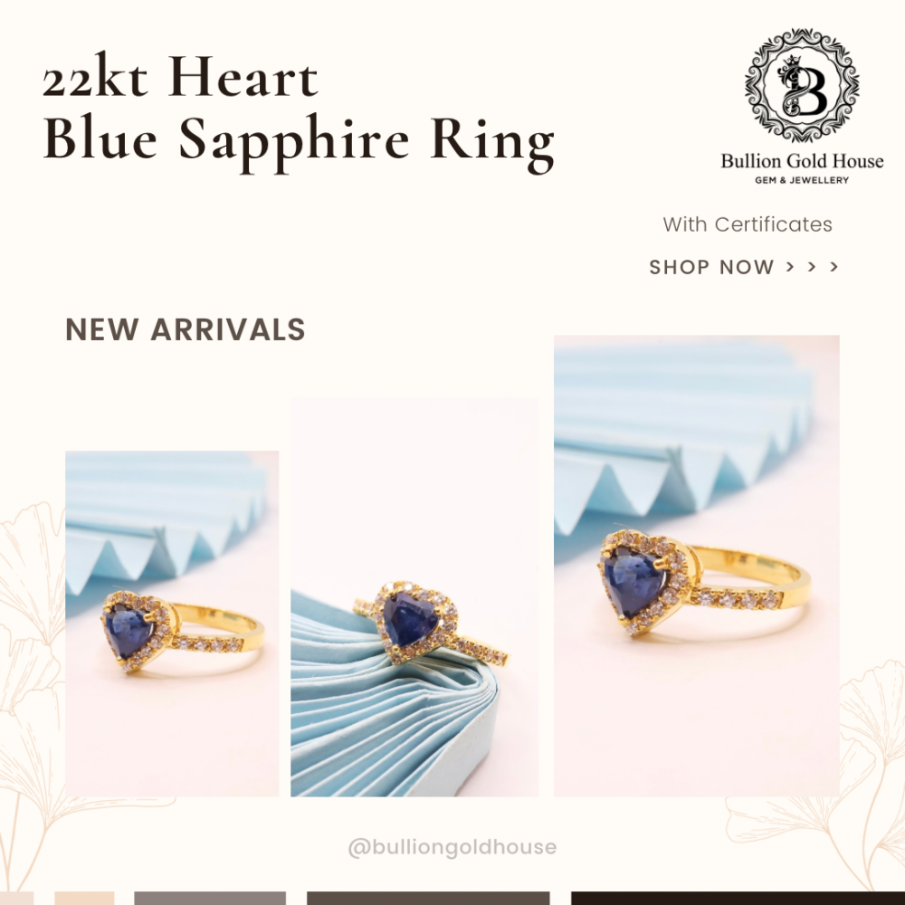 22kt Heart Blue Sapphire Ring